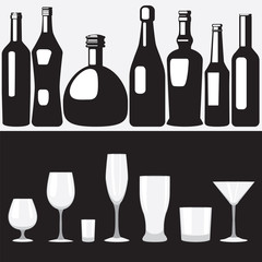 bottles and glasses