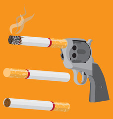 Gun with a cigarette instead of barrel