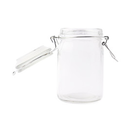 Empty glass jar isolated