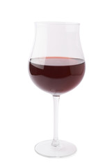 Glass filled with the red wine isolated