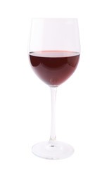 Glass filled with the red wine isolated