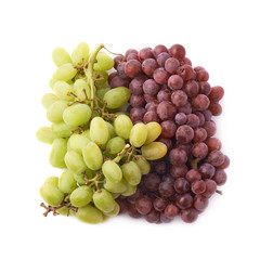 Branches of the dark and white grapes isolated