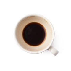 Used empty cup of coffee isolated