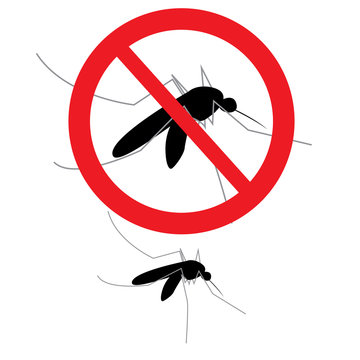 vector anti mosquito sign and mosquito separated on white