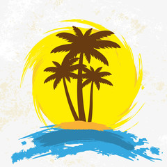 Fototapeta na wymiar Grunge background with palm trees, vector