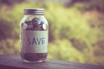 money in the glass with filter effect retro vintage style