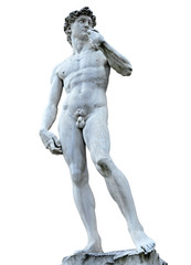 Michelangelo's David isolated on white with clipping path. 
