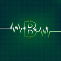 Baht sign concept with pulsation