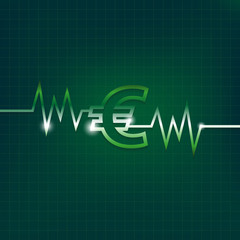 Euro sign concept with pulsation
