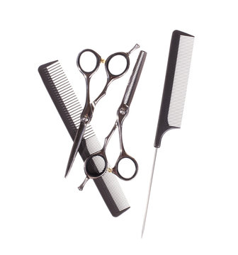 Basic hair cutting tools - Stock image