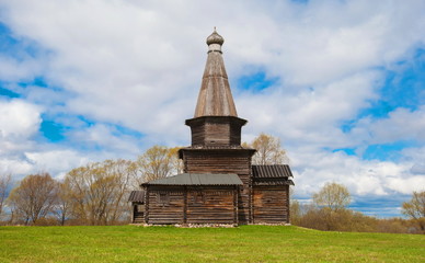 Russian wooden architecture. The old church.