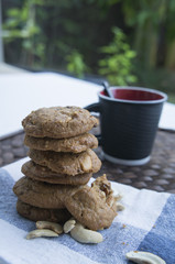 cookie biscuit baked breakfast meal cashew coffee concept