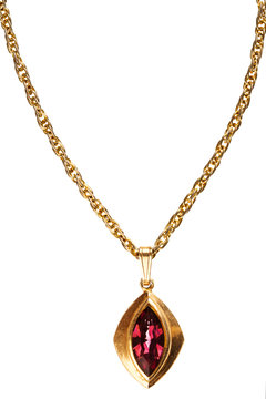 Gold and ruby pendant on chain