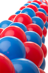 Red and Blue balloon background at a party