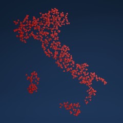 Mappa Italia 3d formata da triangoli rossi