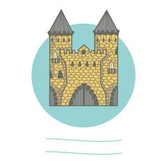 Obraz premium Ancient doodle castle with place for text