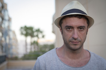 Young man looking serious to the camera