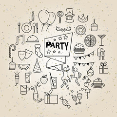 Party line icons set for design
