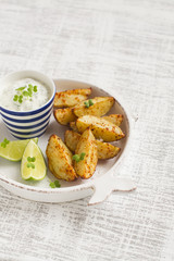 baked potatoes in a vintage plate 