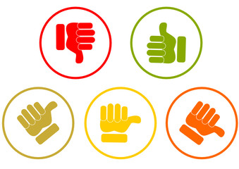 Market research satisfaction thumbs up icons