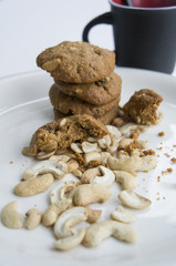 cookie biscuit baked breakfast meal cashew coffee concept