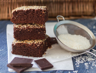 Chocolate brownie cake with coconut