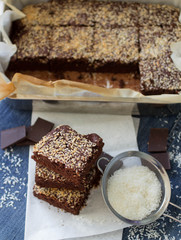 Chocolate brownie cake with coconut