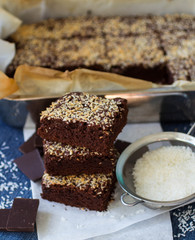 Chocolate brownie cake with coconut