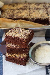 Chocolate brownie cake with coconut