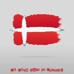 Abstract Brush Denmark Flag With Text