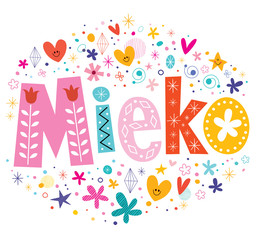 Mieko girls name decorative lettering type design