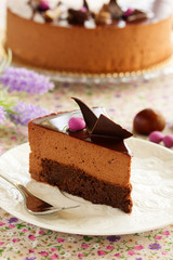 Chocolate cake with chestnut mousse brownie.