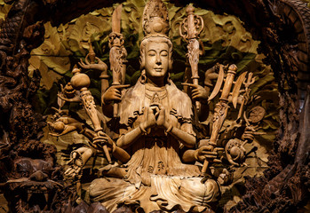  Guan Yin wood carving