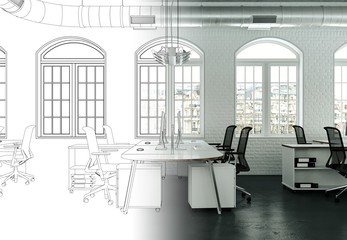 Entwurf modernes Büro im Loft