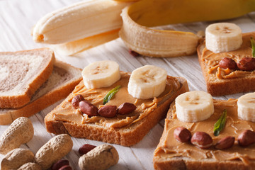 Funny sandwiches with peanut butter and banana horizontal
 - Powered by Adobe