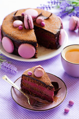 Chocolate cake with black currant.