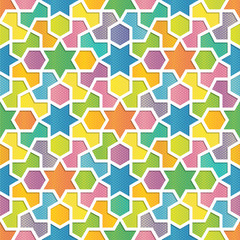 Colorful Islamic Geometric Pattern in Arabic Style