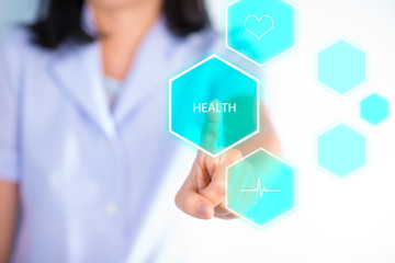 Nurse pressing modern medical type of buttons