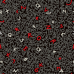 abstract letters doodle seamless pattern
