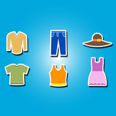 set of color icons with  garments  for your design