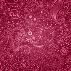 Vintage floral motif ethnic seamless background.