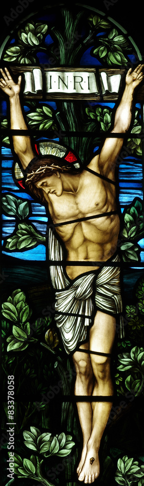 Wall mural jesus christ crucified in stained glass