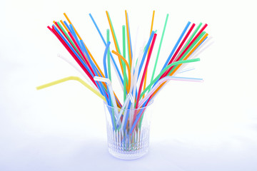different straw at faceted glass