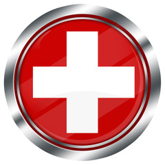 Obraz premium runder Schweiz flagge web button mit Metall Rahmen