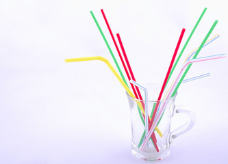 cocomposition with colour straw at glass