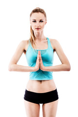 young woman training in yoga asana