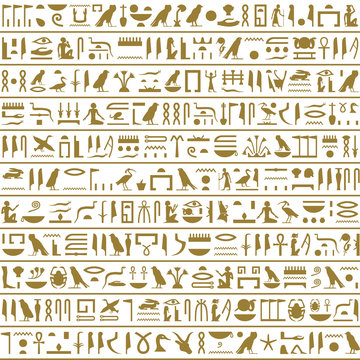 Ancient Egyptian Hieroglyphs Seamless Horizontal