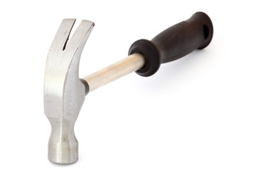 steel hammer with metal handle on a white background