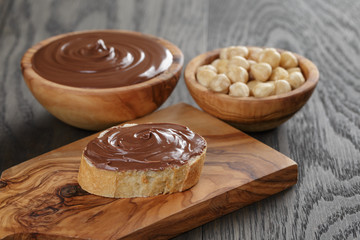 baguette with chocolate spread with nuts