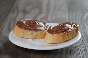 baguette with chocolate spread with nuts